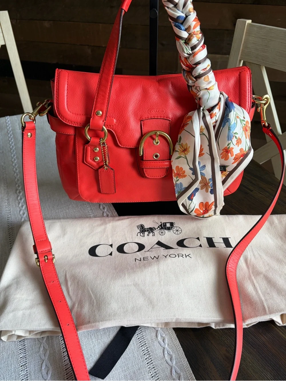 Coach Campbell Small Leather Satchel W/crossbody Strap